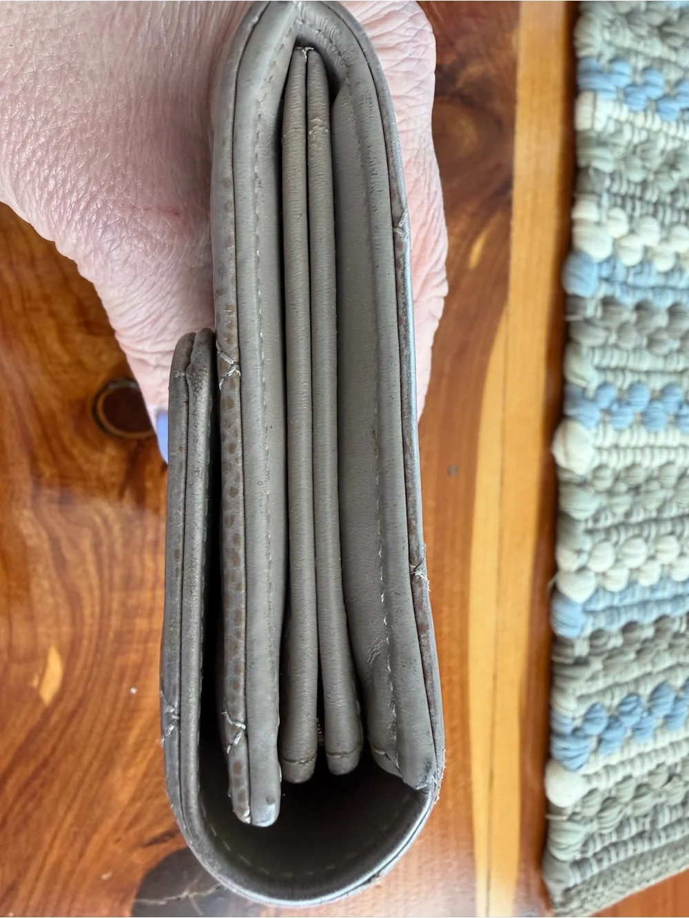 CHANEL Quilted Long Wallet in Taupe Gray with CC Logo